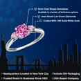 thumbnail image 2 of Gem Stone King 10K White Gold Pink Created Sapphire and Pink Lab Grown Diamond 3-Stone Ring for Women | 1.26 Cttw | Round 6MM | Gemstone September Birthstone | Size 5, 2 of 6