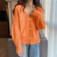 thumbnail image 5 of jtjvou Cropped Cardigan Sweaters for Women Lightweight Crop Solid Button Knit Y2k Fall Outfits Fashion Clothes 2025 Orange Free Size, 5 of 6