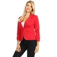 thumbnail image 3 of Women's Solid Comfy Casual Office Work 3/4 Long Sleeve Open Front Blazer Jacket S-3XL, 3 of 5