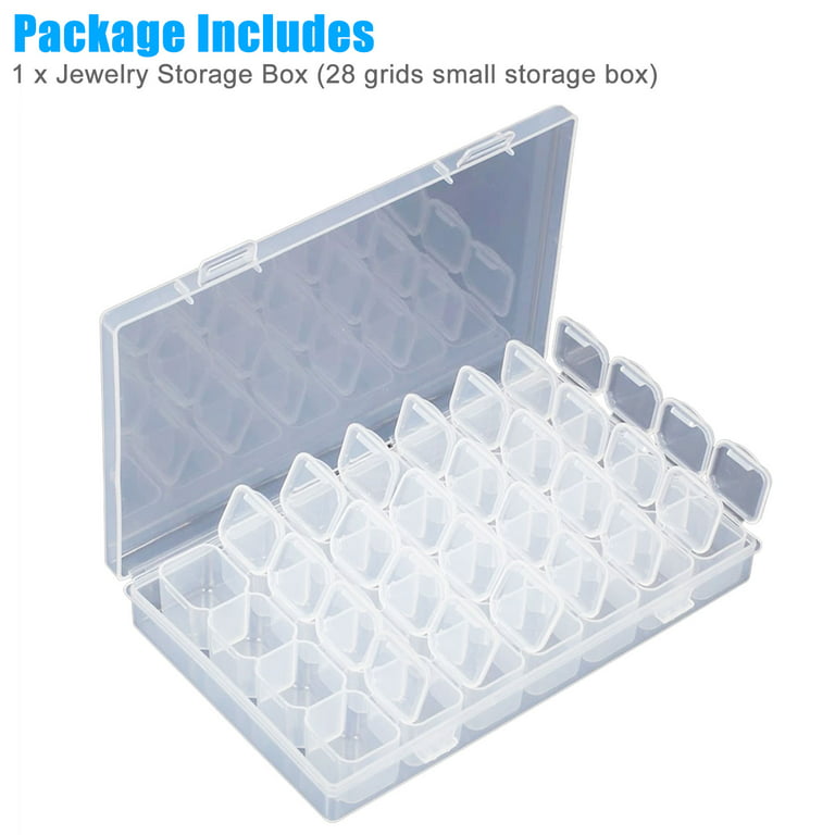 KINJOEK 8 Packs 28 Grids Bead Organizer Containers Storage Plastic Jewelry Box Movable Dividers Earring Storage Containers Diamond