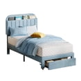 thumbnail image 1 of Eastvita Twin-Size Upholstered Platform Bed Frame with Large Storage Drawer/Bookcase Headboard - Easy to Assemble/Noise-Free/No Box Spring Needed/Light Blue, 1 of 6