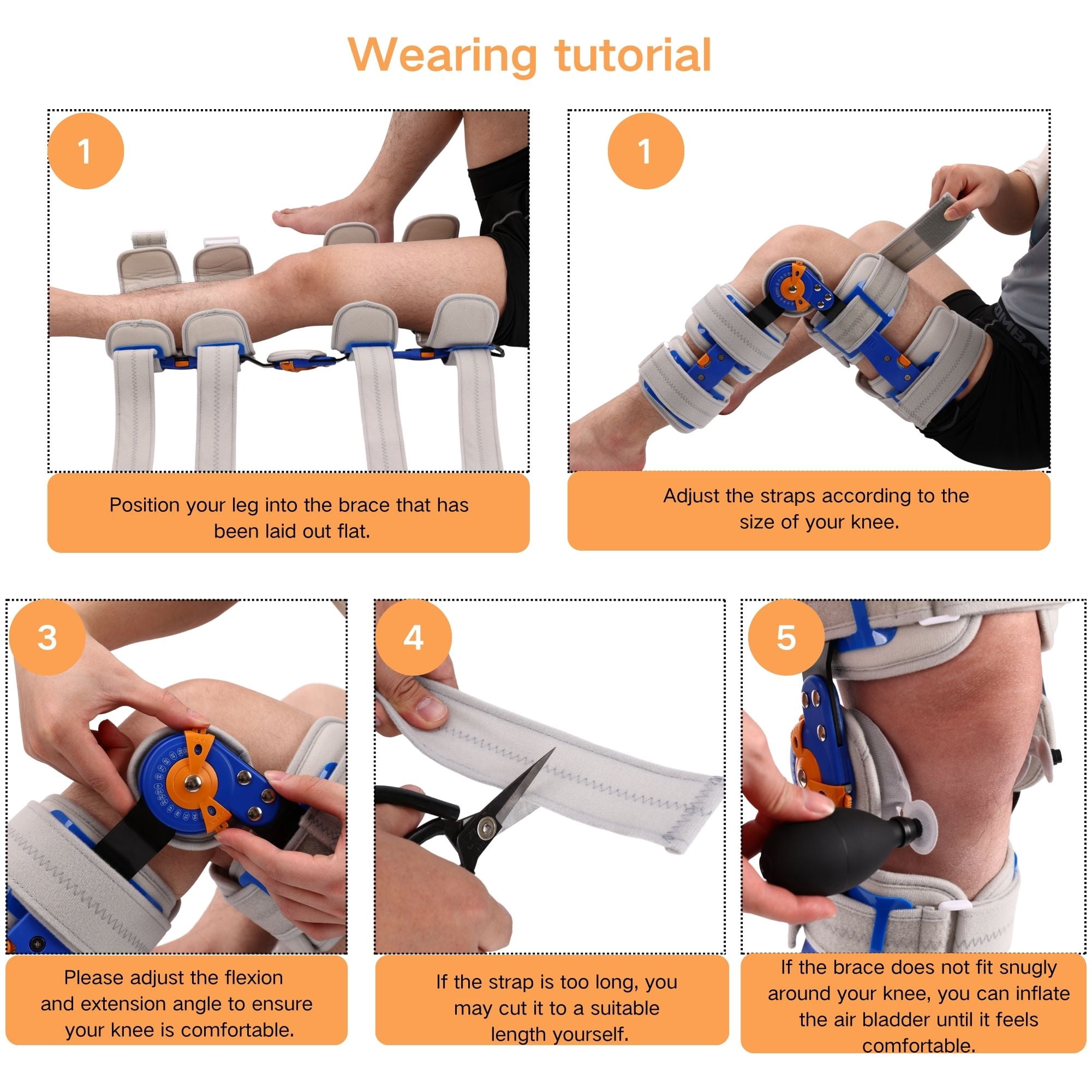 Hinged ROM Knee Brace for Recovery Stabilization, ACL, MCL and PCL Injury, Adjustable Medical Orthopedic Support Stabilizer After Surgery