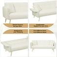 thumbnail image 5 of 70.1" Convertible Futon Sofa Bed, Double Sofa Bed with Folding Armrests, Foldable Couch Convertible Loveseat Sleeper Daybed for Small Spaces, Bedroom, Living Room, Office, Apartment, Beige, 5 of 8