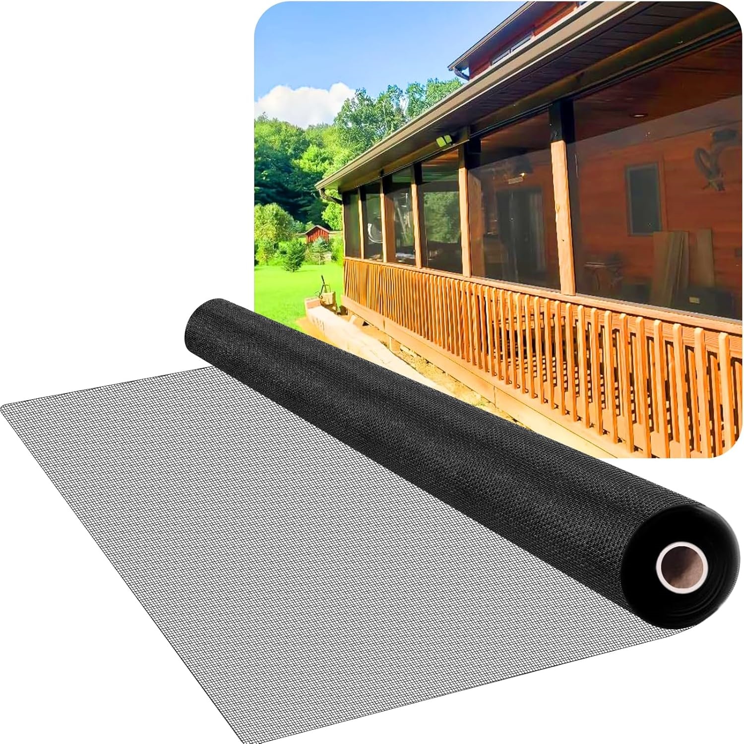 304 Stainless Steel Screen Roll – 47.2" X 98.4' High Visibility Window Mesh, 20 Mesh, 0.15mm Wire, Black Plastic Coated For Door, Patio & Porch