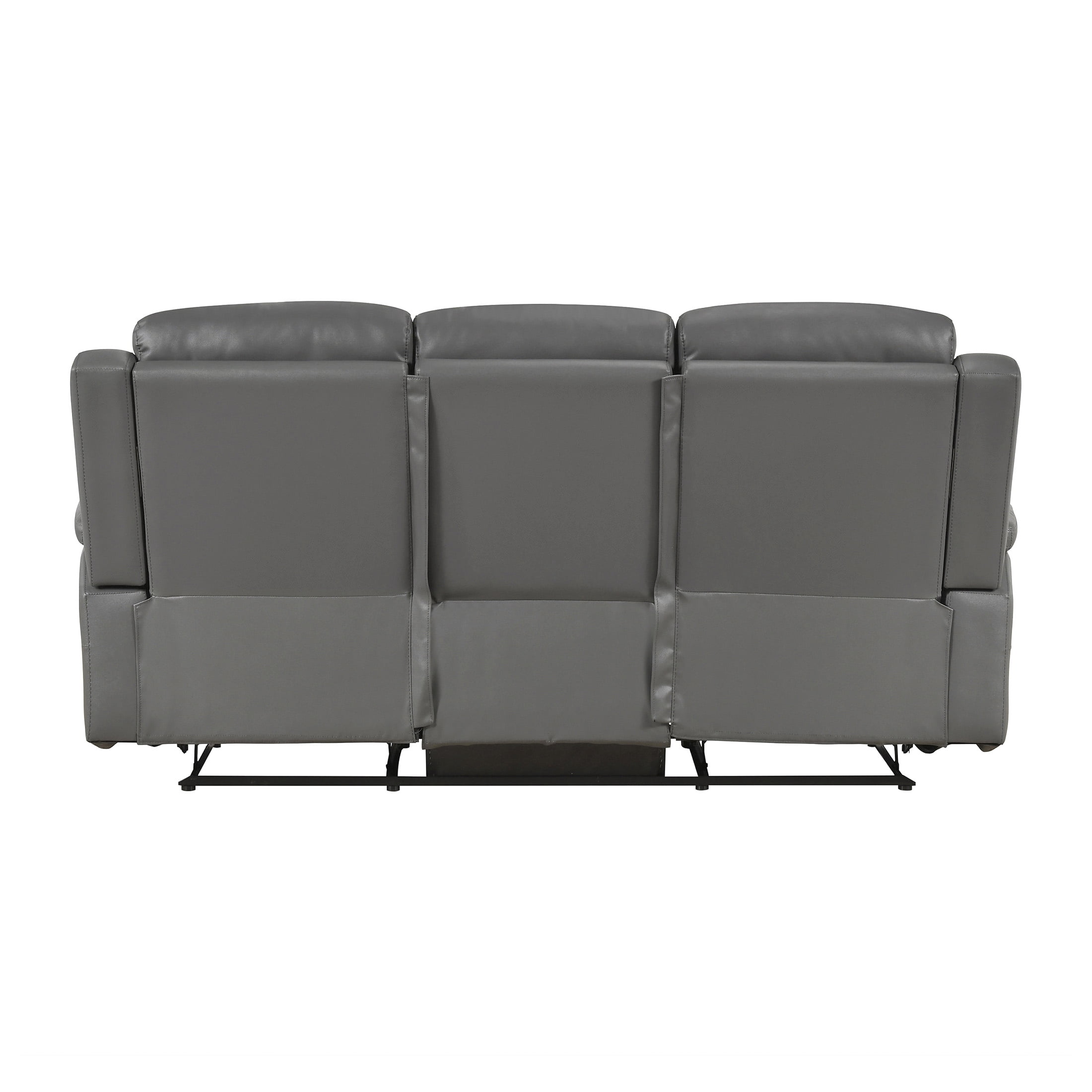 OakvillePark Livaro Leather Match Manual Double Reclining Sofa, Dark Gray