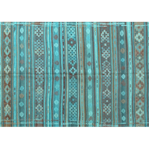 Ahgly Company Indoor Rectangle Persian Light Blue Traditional Area Rugs, 7' x 10'