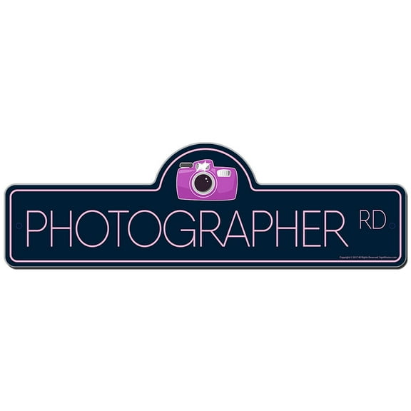 Photographer Street Sign | Indoor/Outdoor | Funny Home Decor for Garages, Living Rooms, Bedroom, Offices | SignMission personalized gift