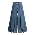 thumbnail image 5 of Letdown Women Flowy Bell Bottom Jeans High Waist Stretch Wide Leg Baggy Flared Pleated Vintage Casual Loose Denim Pants with Pockets, 5 of 6