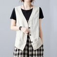 thumbnail image 4 of WNEGSTG Vests for Women 2023 Spring and Autumn Linen Vest Sleeveless Casual Vest Solid Sweetheart Cotton Linen Short Coat, 4 of 7
