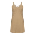thumbnail image 6 of VEKDONE Womens Summer Mini Dresses Sleeveless V Neck Sundresses Casual Llightweight Solid Color Beach Dress for Vacation Party Khaki L, 6 of 6