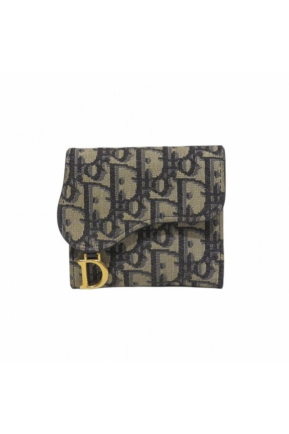 Pre-Owned Christian Dior Dior Saddle Lotus Wallet Oblique Jacquard S5652CTZQ Tri-fold for...