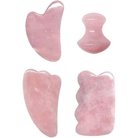 Rose Quartz Face Roller And Gua Sha Set Natural Jade Gouache Scraper Gua Sha Massage Quartz Roller Facial Lifting Massage Tool,type 16