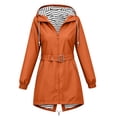 thumbnail image 4 of Moxiu Women Rain Coat Light Weight Waterproof Rain Jackets with Hood Outdoor Striped Lined Travel Jacket Windbreaker Orange,S, 4 of 8