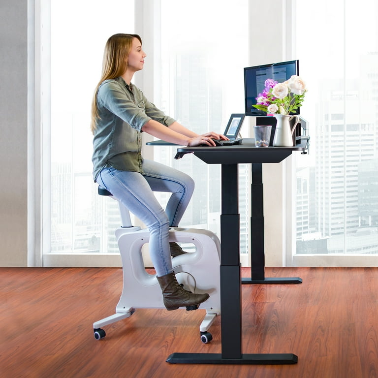 FlexiSpot Home Office White Under Desk Exercise Bike Chair Without Desktop  For Exercise at Home 