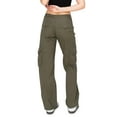 thumbnail image 3 of CALI1850 Women's Comfortable Casual Low Rise Relaxed Fit Daily Low Rise Relaxed Fit Cargo Pants Olive 1, 3 of 7