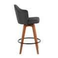 thumbnail image 3 of Ahoy Contemporary Fixed-Height Counter Stool With Walnut Bamboo Legs And Round Black Metal Footrest With Charcoal Fabric, 3 of 7