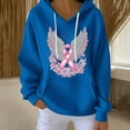 thumbnail image 2 of Women’s Breast Cancer Awareness Hoodie Pink Angel Wings Sequin Print Long Sleeve Casual Sweatshirt Support Survivor Ribbon Graphic Pullover for Empowerment and Remembrance, 2 of 5