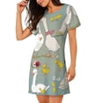 thumbnail image 2 of Kdxio Chemise de Nuit Imprimé Oiseaux de Ferme Mignons pour Femmes Manches Courtes Chemise de Nuit Décontractée Imprimée Robe de Nuit Ample Confortable Pyjama, 2 of 6
