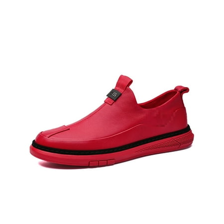 

Fangasis Men s Flats Non-Slip Sneakers Comfort Casual Shoe Man s Loafers Work Zipper Slip On Walking Shoes Red 9
