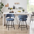 thumbnail image 5 of Counter Height Bar Stools with Full Back – Swivel Counter Stools Set of 2 with Linen Padded Back, Metal Footrest, Modern Barstools for Kitchen Counter, Island, Dining Room, Blue 24 inch, 5 of 7