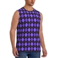 thumbnail image 2 of Fotbe purple argyle Men's Camiseta sin Mangas Estampada para Hombres, Playera Casual para Gimnasio, Entrenamiento, Playa-Large, 2 of 7