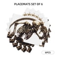 thumbnail image 3 of Placemats Set of 4 / 6, Skeleton Dance with Mushrooms Placemats for Dining Table Indoor/Outdoors Heat Resistant Washable Placemats 18" x 12", 3 of 8