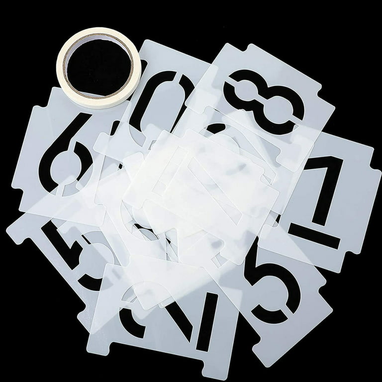 20 Pieces Curb Stencil Kit 0-9 Address Number Stencil Reusable Plastic  Numbers Stencils with 2 Rolls Masking Tape for Painting Address in Wall  Wood