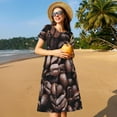 thumbnail image 4 of Disketp Coffee Bean para Vestido de Manga Corta para Mujeres, Vestidos de Verano para Mujeres, Casual y Holgado para la Playa, 4 of 6