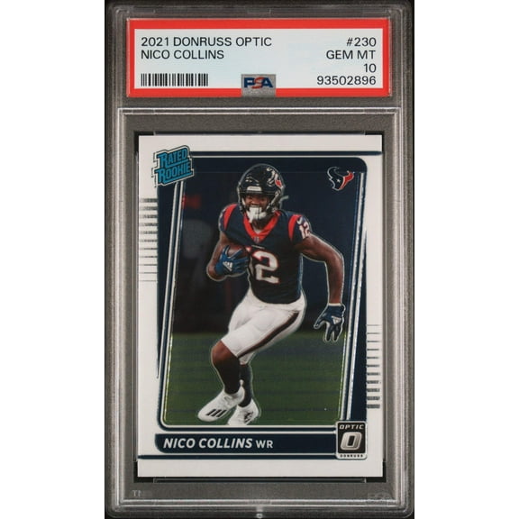 Graded 2021 Panini Donruss Optic Nico Collins #230 Rookie RC Football Card PSA 10 Gem Mint