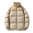 thumbnail image 2 of Lenago Quilted Jackets For Men With High Collar No Hoods Winter Parka Jackets Fleece Lining Thermal Winter Fashion Outerwear Comfortable Cozy Outerwear Thicken Puffer Jackets, 2 of 4