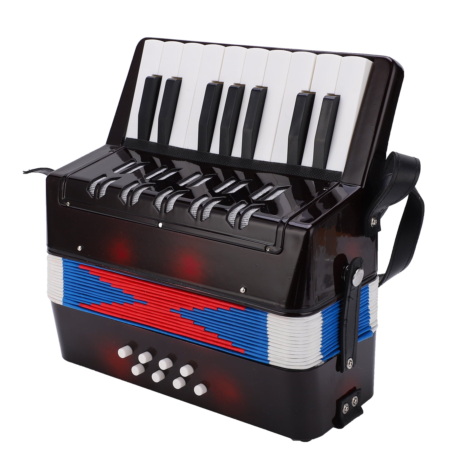 ESTINK Accordion,Accordion Musical Piano Keyboard Toy Rhythm Training Spring Instrument 17 Key 8 Bass Black,8 Bass Accordion