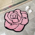 thumbnail image 3 of Pink Rose Bath Mat for Bathroom Non Slip Flower Shaped Absorbent Bath Rug Fluffy Shower Rugs Washable Decor Floral Small Rug Doormats 23.6x25.5in, 3 of 8