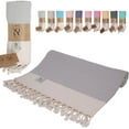 thumbnail image 2 of Nova Luxury Linen Quick Dry Turkish Beach Towels 100% Organic Cotton, Light Gray, 2 of 7