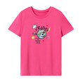 thumbnail image 1 of Camiseta de mujer de verano para mujer, camisa simple con cuello redondo para vacaciones deportivas en la calle Rosa Rosa, 1 of 7