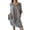Gray, variant on Solid Color V Neck Faux Linen Dress Loose Casual Dresses for Women Summer Midi Dress