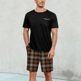 thumbnail image 2 of Ensemble de Pyjama pour Homme d'Été à Manches Courtes avec Shorts, Col Rond, Shorts à Carreaux à Manches Courtes, T-Shirt Deux Pièces avec Poche Poitrine, Ensemble de Vêtements de Maison, Ensembles de Pyjama pour Homme, Tenue d'Intérieur L, 2 of 5