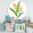 thumbnail image 2 of Designart 'Green Leaves With Tropical Yellow Flowers I' Traditional Circle Metal Wall Art 29x29 - Disc of 29, 2 of 5
