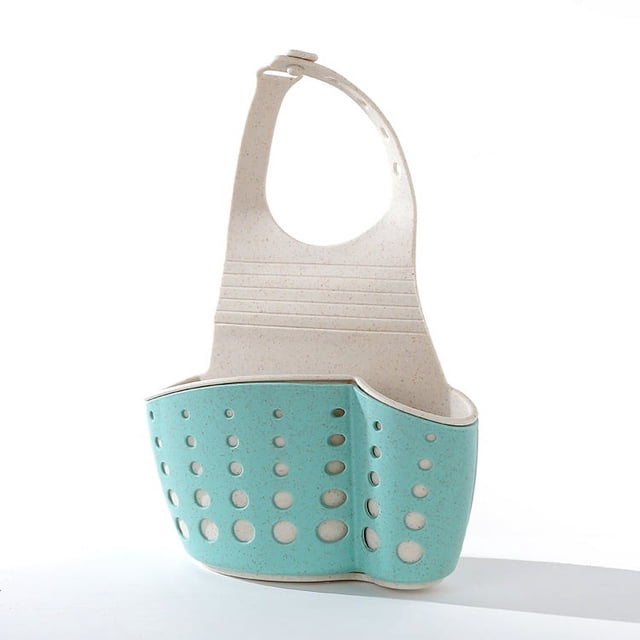 Se puede colgar doble capa ajustable bolsa de almacenamiento para fregadero grifo de estante de cocina (verde)