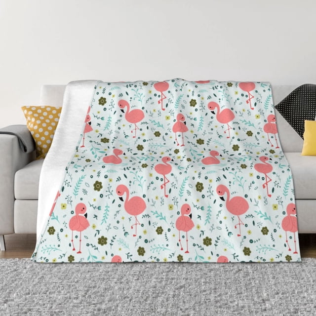 Fotbe Cute Flamingo Manta de Franela con Estampado, Manta Ultrasuave para Cama, Sofá, Auto, Hipoalergénica y Antibolitas-50"x40"