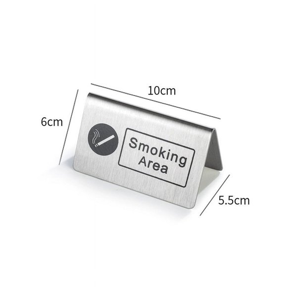 1Pack Silver Rectangular Smoking Area Signboard For Business Indicate Zones 10.2X6.3X6.3in