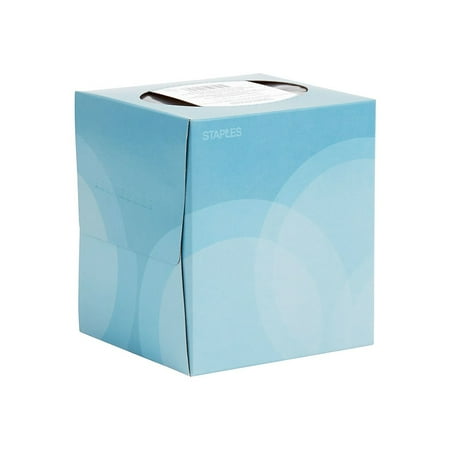 Tissue Single - Staples Facial Tissues Cube Box 2-Ply 95 Sheets/Box Single Box 24322420