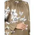thumbnail image 6 of Patterned Satin Blouse With Gipe Detail On Collar And Sleeve Ends Oil Green, 6 of 6