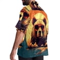 thumbnail image 3 of Vintage Bear Men's Short Sleeve Poplin Shirt, Casual Printed Button Down, Summer Beach Hawaiian Shirts, Unisex, 3 of 6
