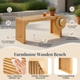 thumbnail image 7 of Hommoo Bamboo Dining Bench, 36" Farmhouse Entryway Bench for Indoor & Outdoor Use, Solid Wood Seating, Natural, 7 of 7