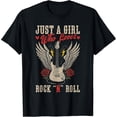 thumbnail image 2 of 100% Cotton Just A Girl Who Loves Rock N Roll Guitar Rock Music Vintage T-Shirt, 2 of 5