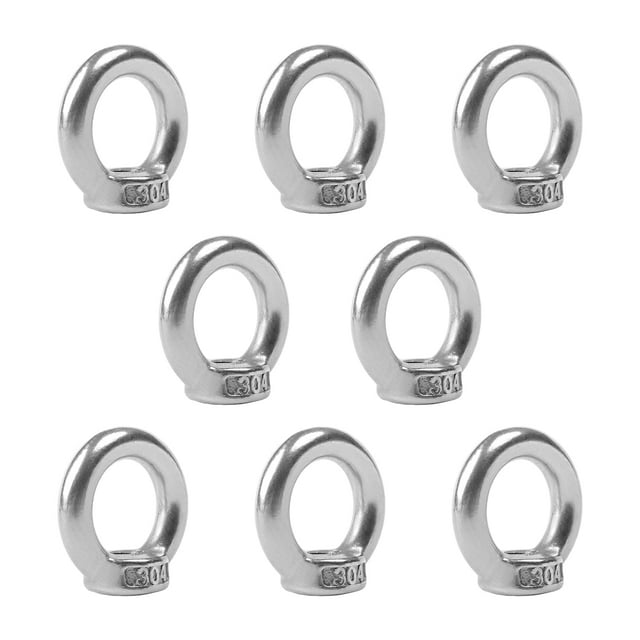 FrostHike M8 Anneau de Levage en Forme d'Écrou en Acier Inoxydable 304 pour Corde Argentée 8 Pcs
