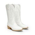 thumbnail image 4 of DREAM PAIRS Women's Cowboy Boots Mid Calf Chunky Heel Embroidery Stitched Cowgirl Western Boots, 4 of 7