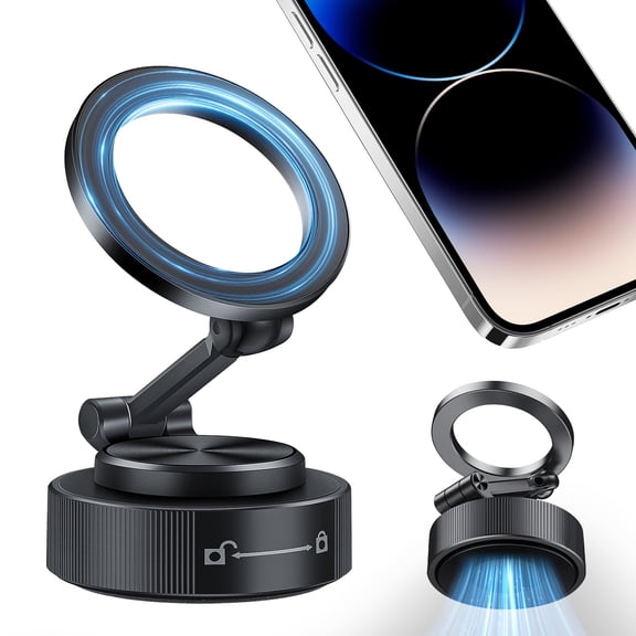 NefLaca Suction Cup Phone Mount, 360 Adjustable forCar Mount 360° Foldable Magnetic Phone Mount, Vacuum Magnetic Phone Holder Suction Cup Phone Stand