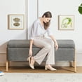 thumbnail image 6 of Furniliving Storage Ottoman Bench, Upholstered End of Bed Bench with Wood Legs, Linen Entryway Bedroom Bench, Flipping Lid Storage Bench for Living Room, Bedroom, Entryway. Gray, 6 of 10