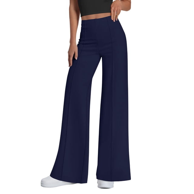Pantalones PRETTYGARDEN 2025 Mujer Palazzo Pierna Ancha Azul Marino L
